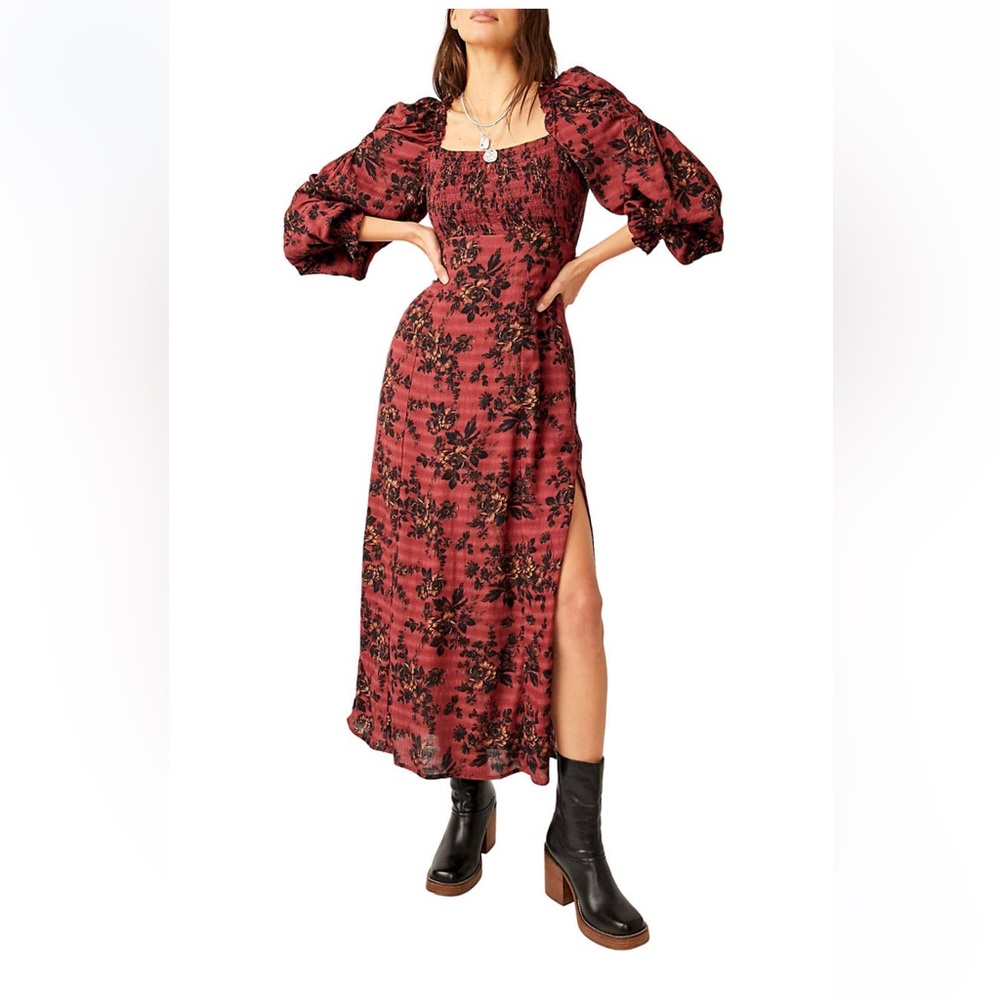 Free People Burgundy Jaymes Midi Dress